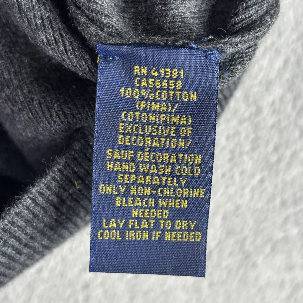 Polo Ralph Lauren Sweater Mens 2XL Gray‎ V Neck Pima Cotton Pullover Pony